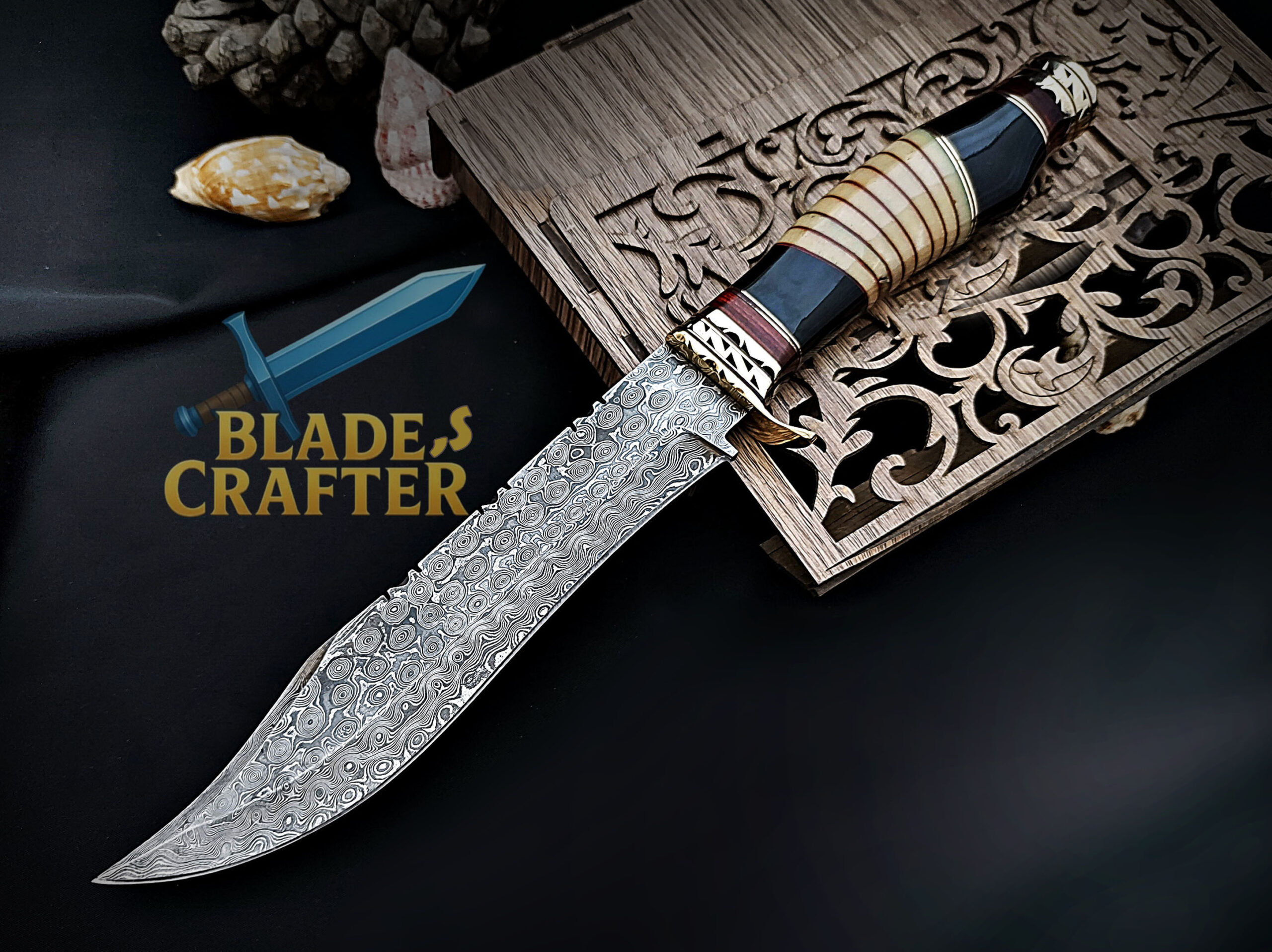 Hunting Bowie Knife – Damascus Steel 9.5" - Image 6