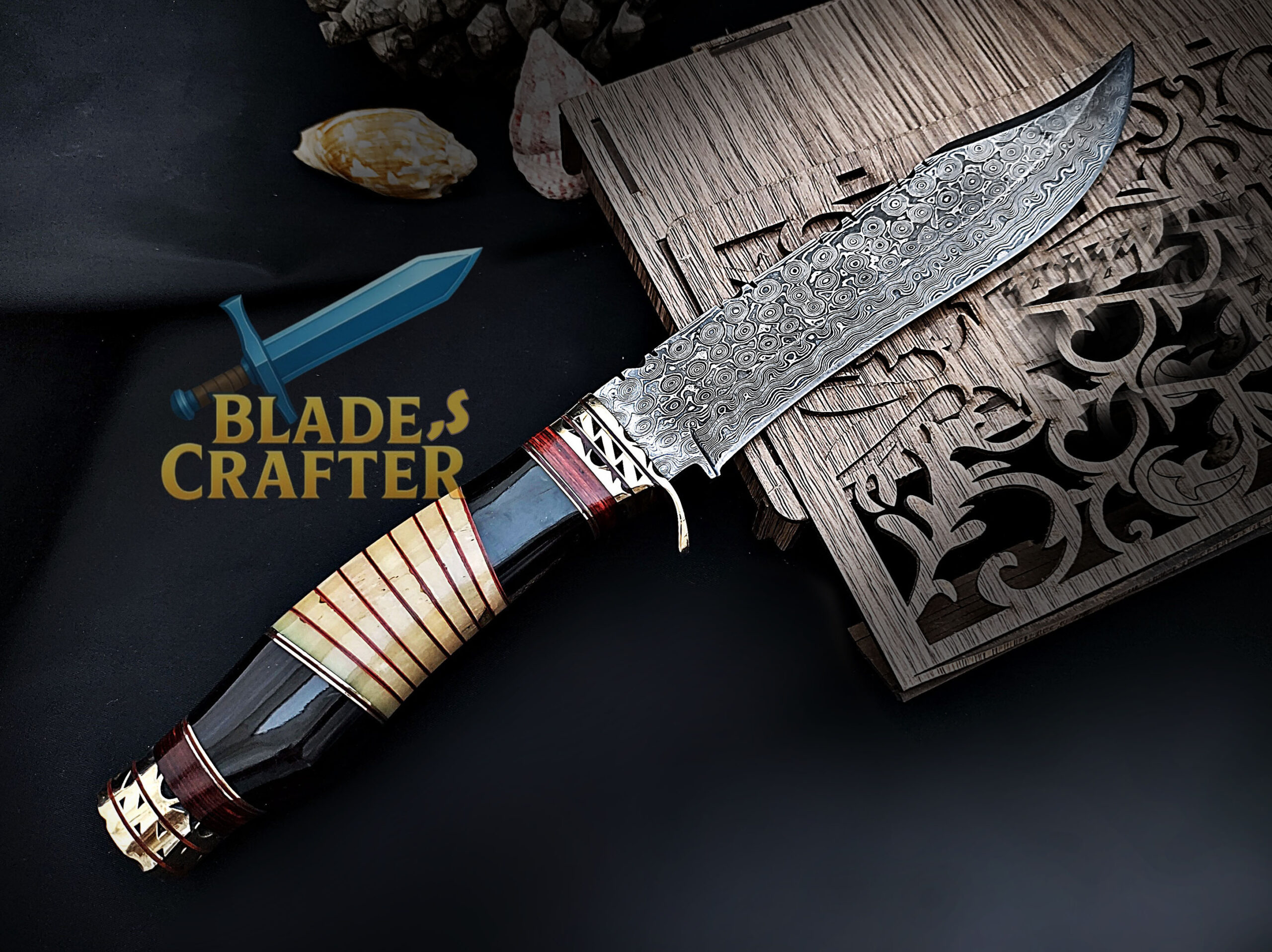 Hunting Bowie Knife – Damascus Steel 9.5" - Image 5