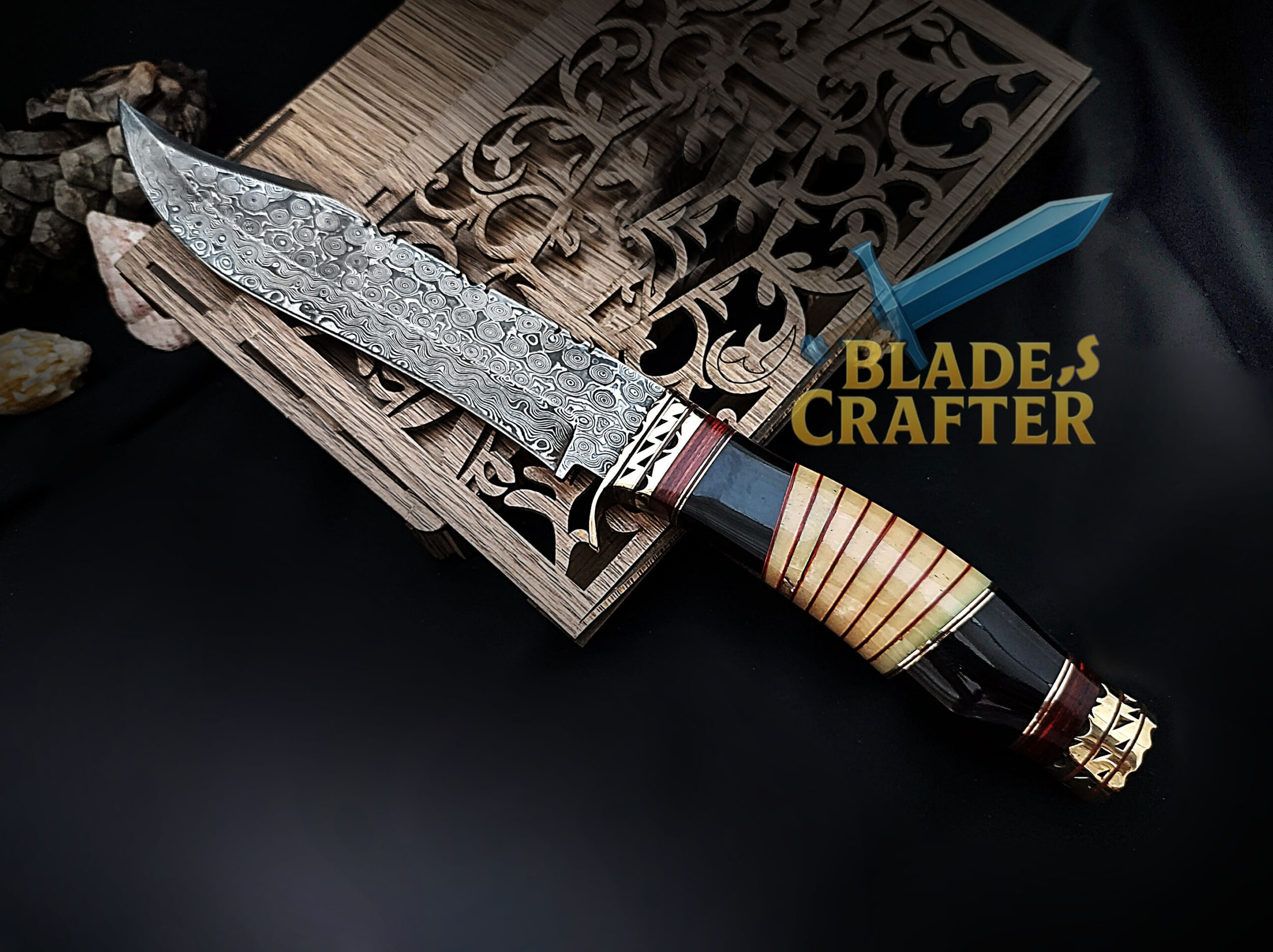 Hunting Bowie Knife – Damascus Steel 9.5" - Image 4