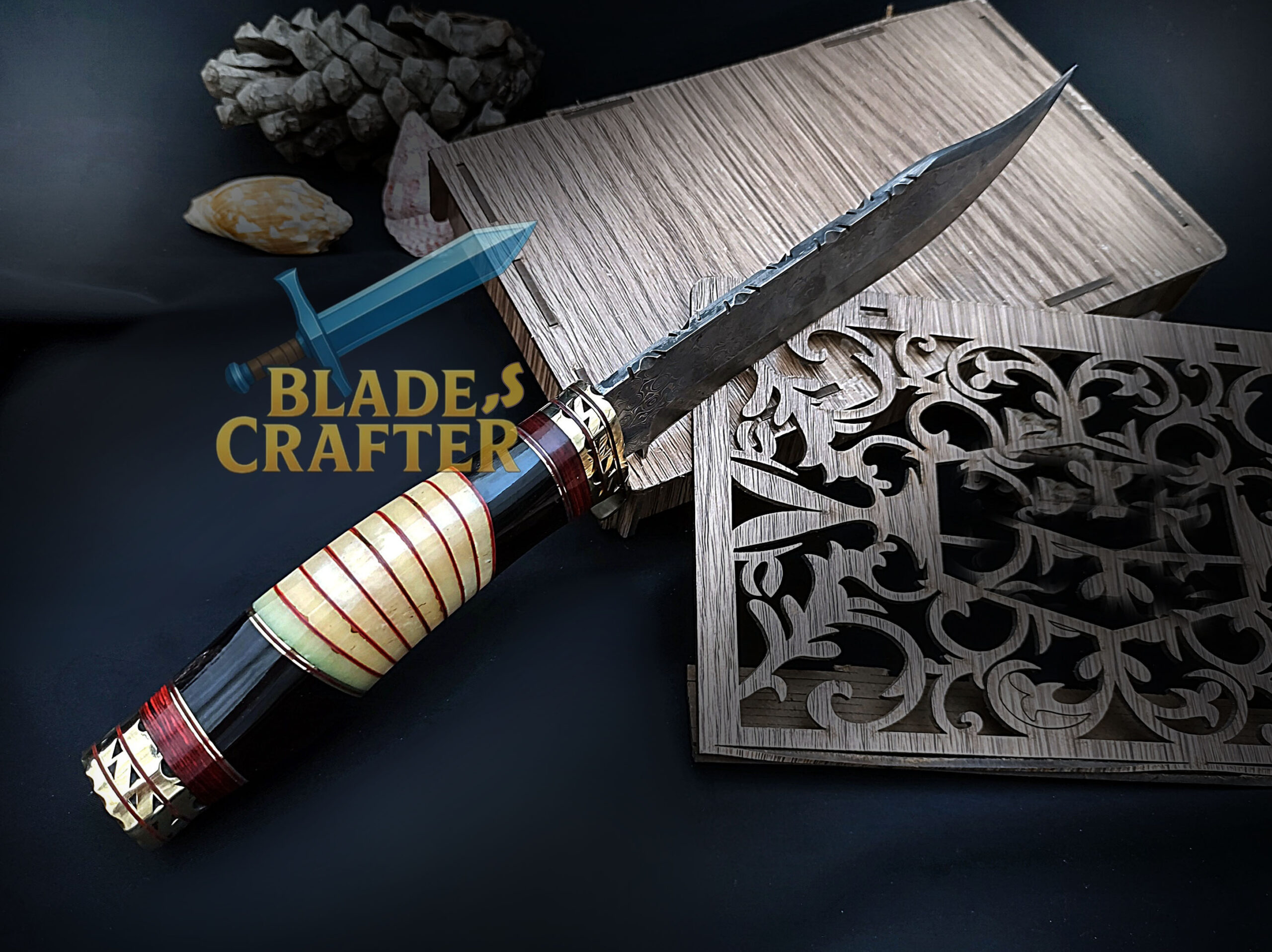 Hunting Bowie Knife – Damascus Steel 9.5" - Image 3