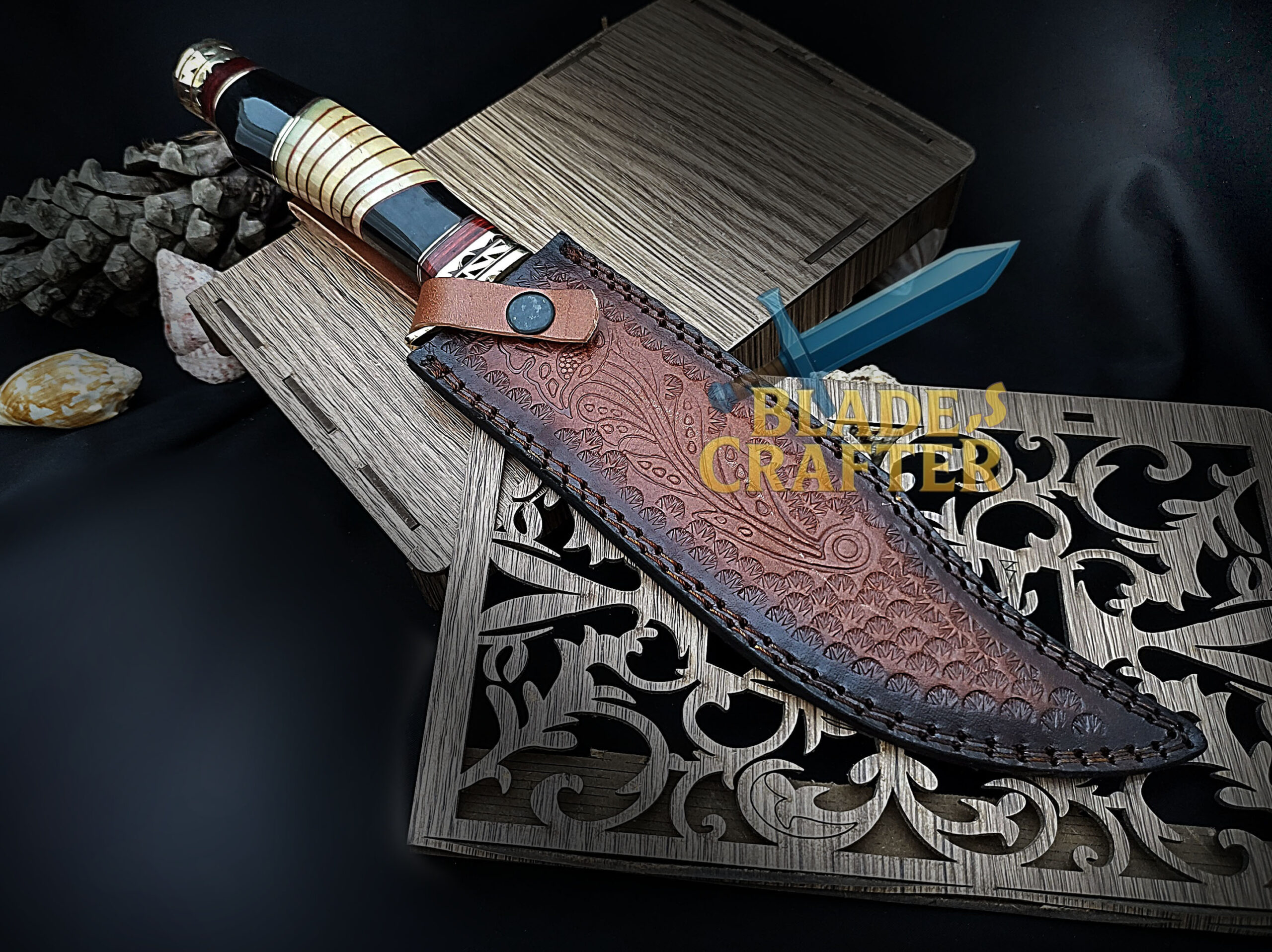 Hunting Bowie Knife – Damascus Steel 9.5" - Image 2