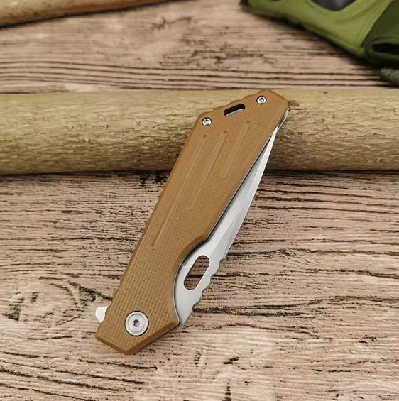 High quality outdoor D-2 folding knife G10 with fin handle camping hunting survival knife EDC rescue tool - Image 6
