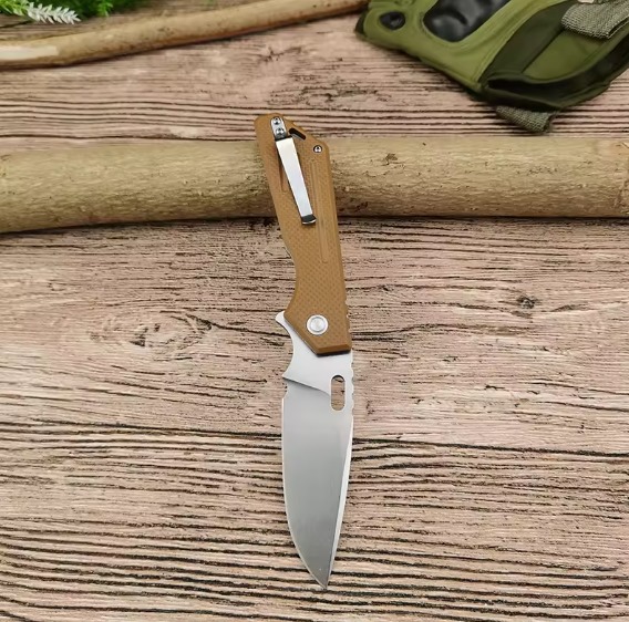 High quality outdoor D-2 folding knife G10 with fin handle camping hunting survival knife EDC rescue tool - Image 5