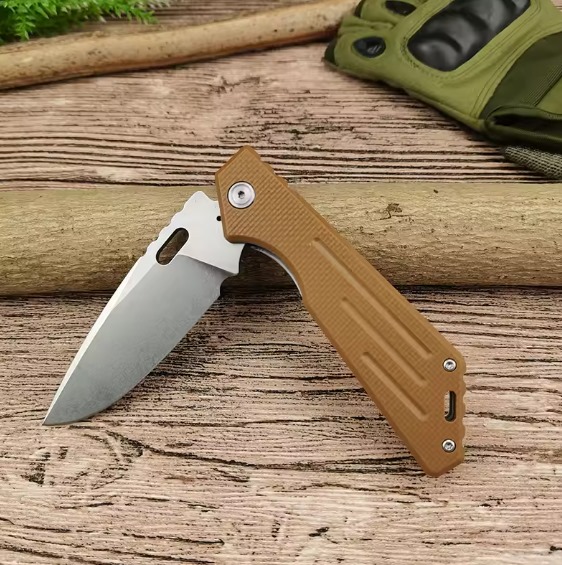 High quality outdoor D-2 folding knife G10 with fin handle camping hunting survival knife EDC rescue tool - Image 4