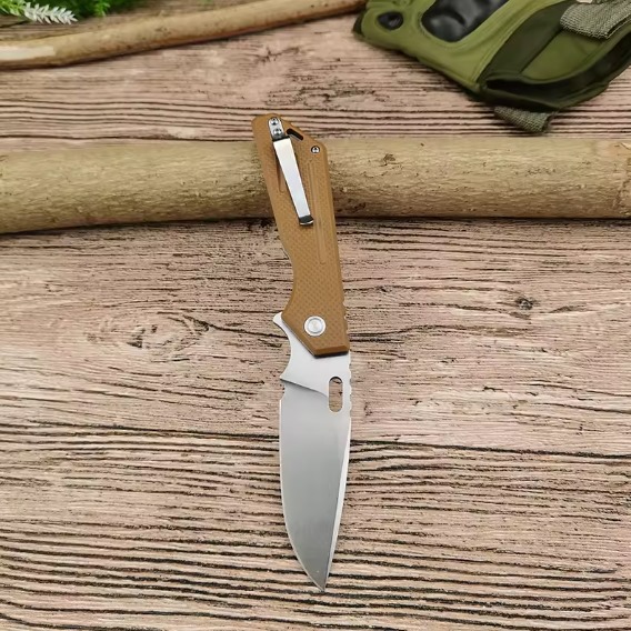 High quality outdoor D-2 folding knife G10 with fin handle camping hunting survival knife EDC rescue tool
